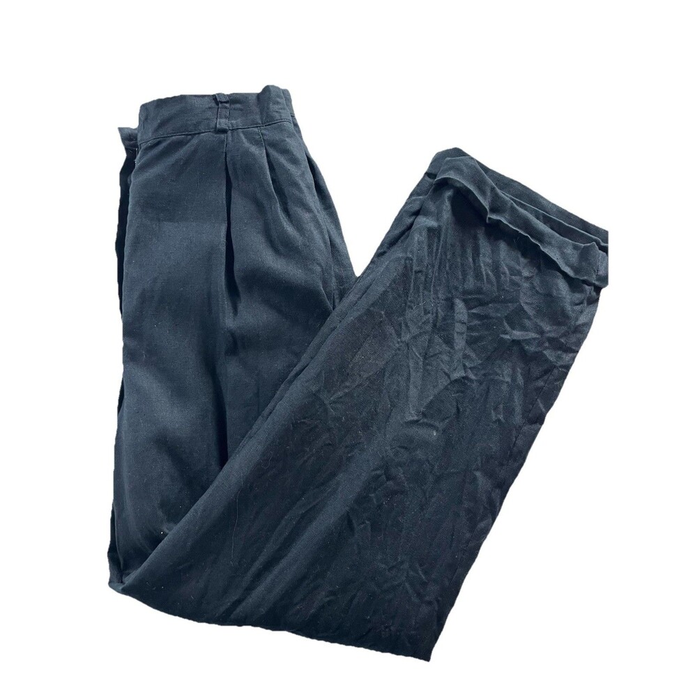 Lauren Ralph Lauren Petite Linen Pants Size 8P Black Pleated Preppy Work - Picture 4 of 11